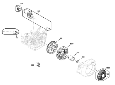 Flywheel, Ignition, And Starter Group Diagram and Parts List for 25E337-0031-G1  Briggs and Stratton Engine